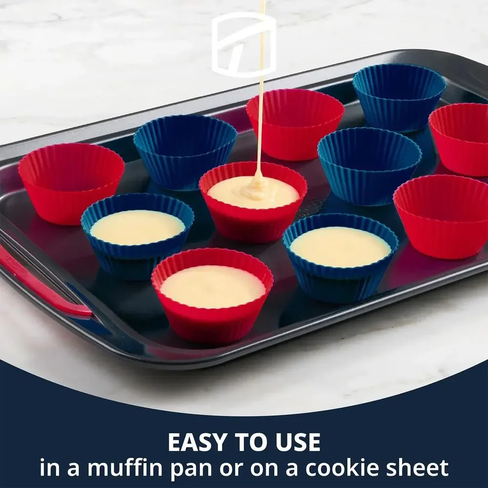 Trudeau Silicone 24 Count Standard Muffin Baking Cups, Red, White and Blue
